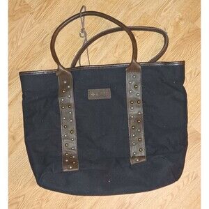 Beryll Canvas & Leather Tote Studded Made In USA Handcrafted Large